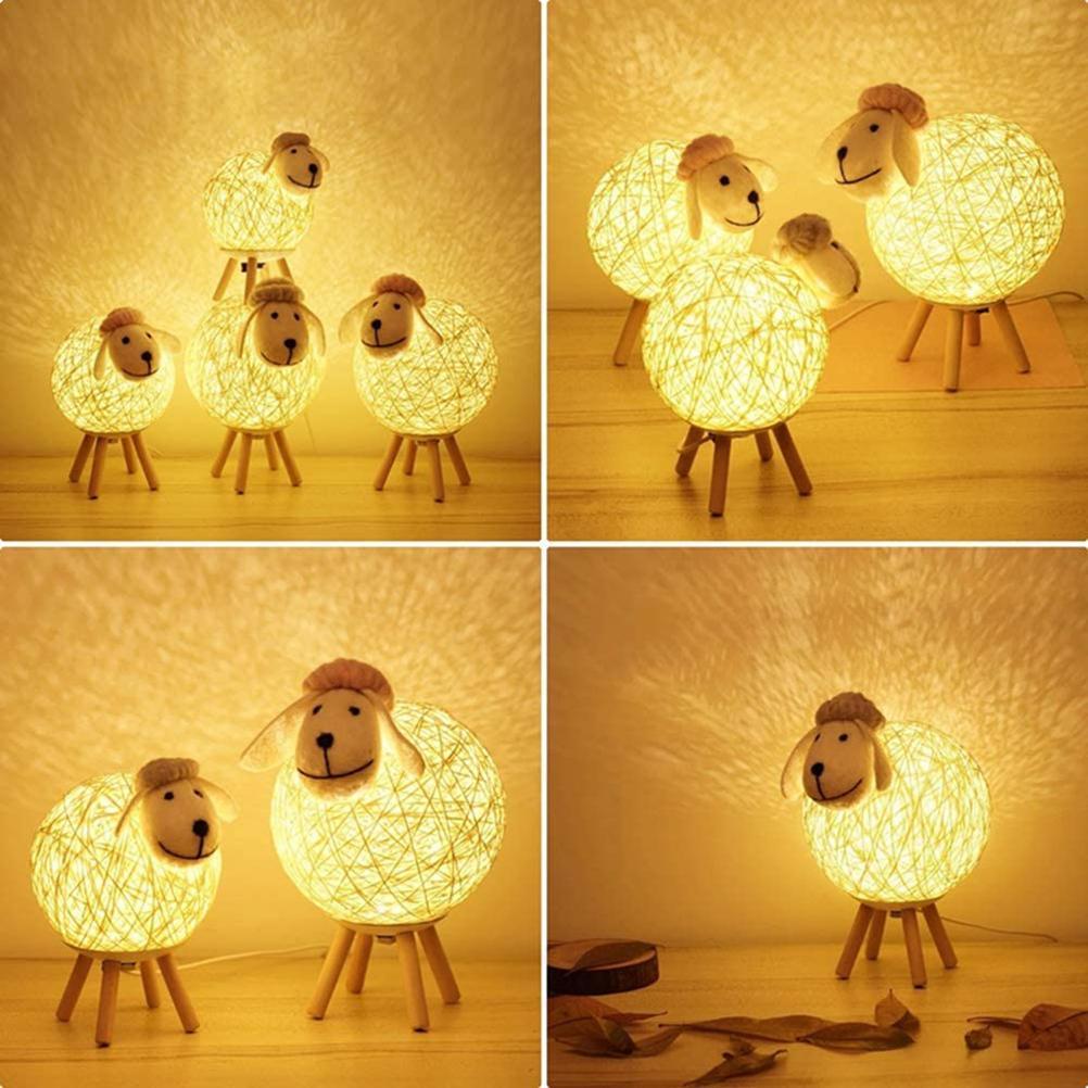 Led-nachttischlampe Mit Rattan-lamm-design, Bezauberndes Usb-nachtlicht Für Kinderzimmer, Wohnzimmer Und Schlafzimmer