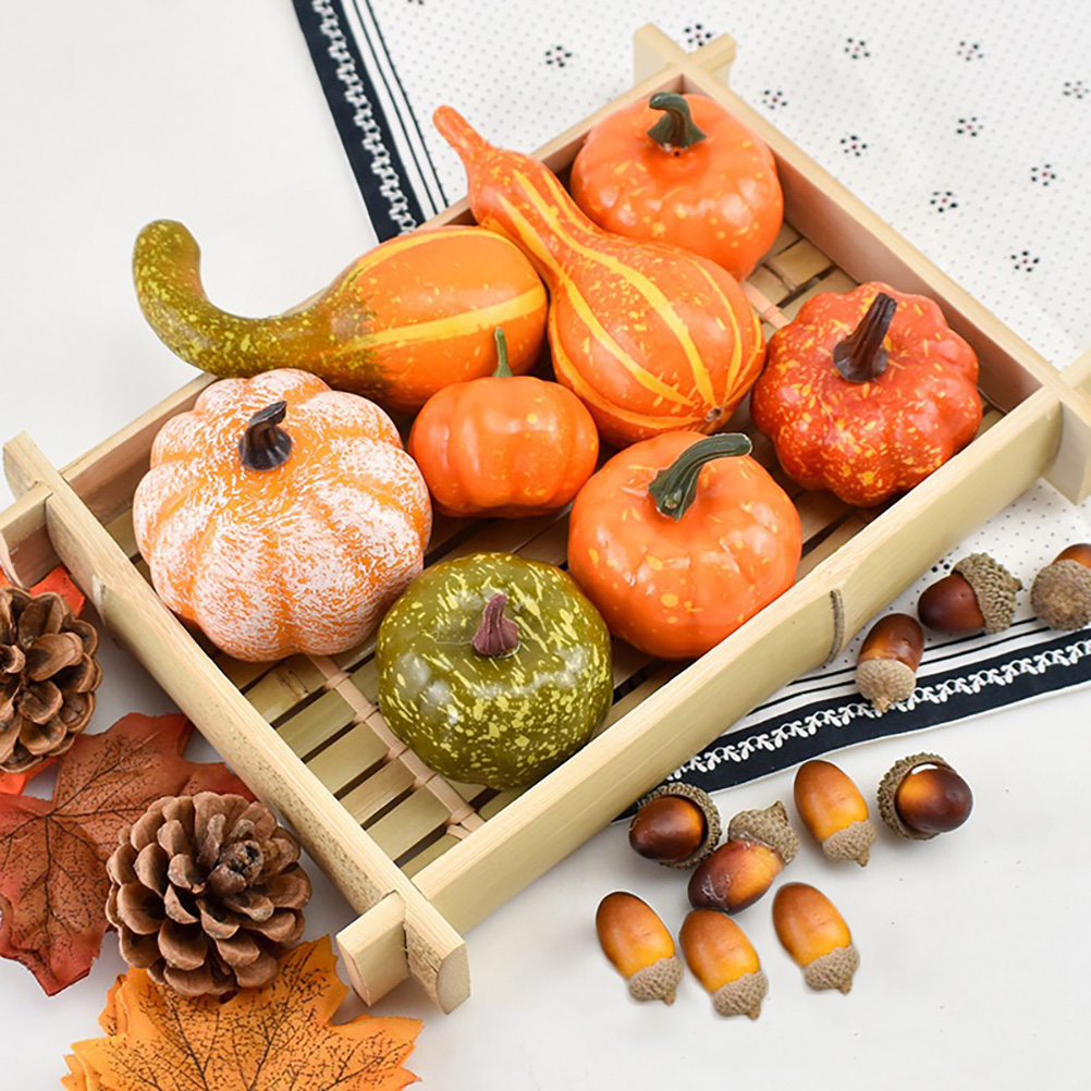 50-teiliges Set Künstlicher Halloween-dekorationen: Mini-kürbisse, Beeren, Ahornblätter, Diy-partydekorationen