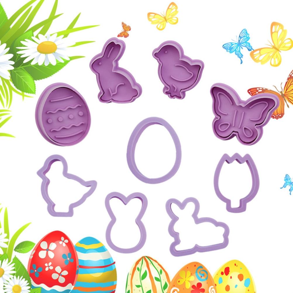 Set Mit 9 Oster-tier-ausstechformen Aus Kunststoff, Cartoon-hasen, Keksform, Cupcake-backwerkzeug, Bastelbedarf