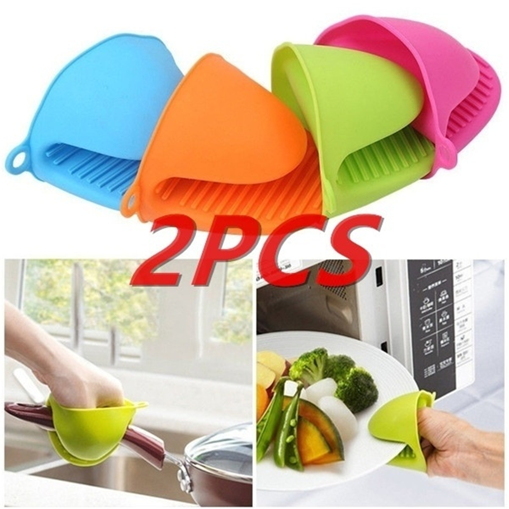 Hitzebeständige Und Rutschfeste Silikon-ofenhandschuhe, 2er-set, Für Mikrowellenherde, Kochen, Wärmeisolierung, Fingerschutz