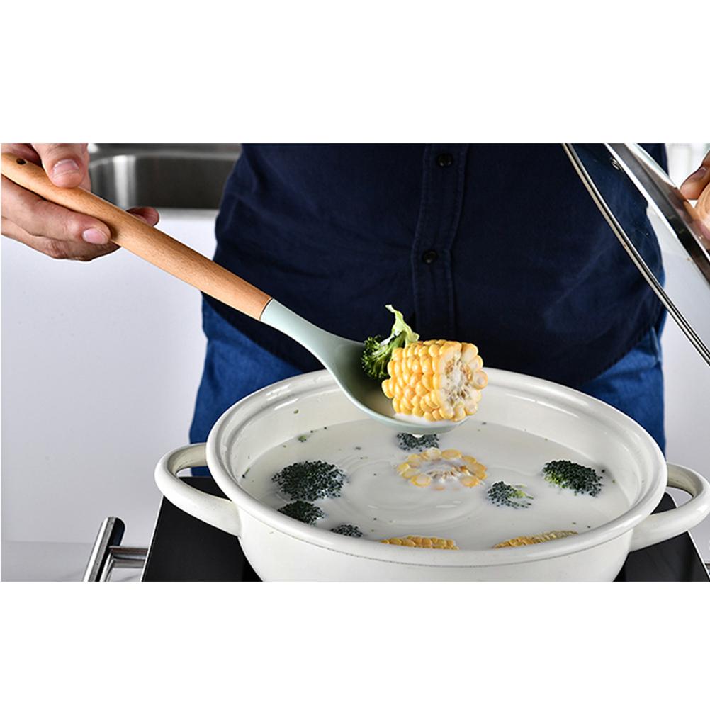 Silikon-küchenlöffel Mit Holzgriff, Robustes Und Langlebiges Backutensil, Widerstandsfähiger Rührlöffel