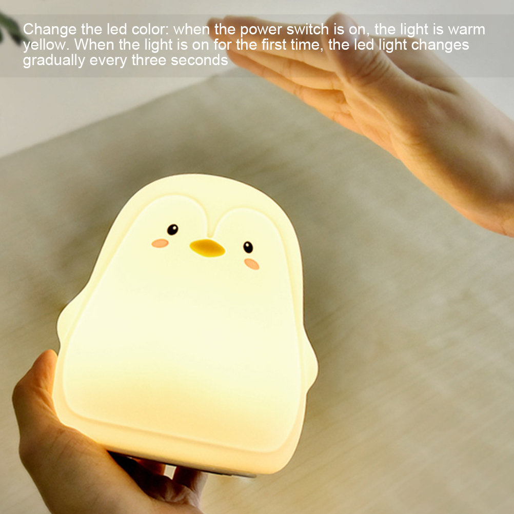 Weiches Silikon-pinguin-nachtlicht Für Kinder, 7-farbige Led-touch-lampe, Geschenk Zur Babyparty