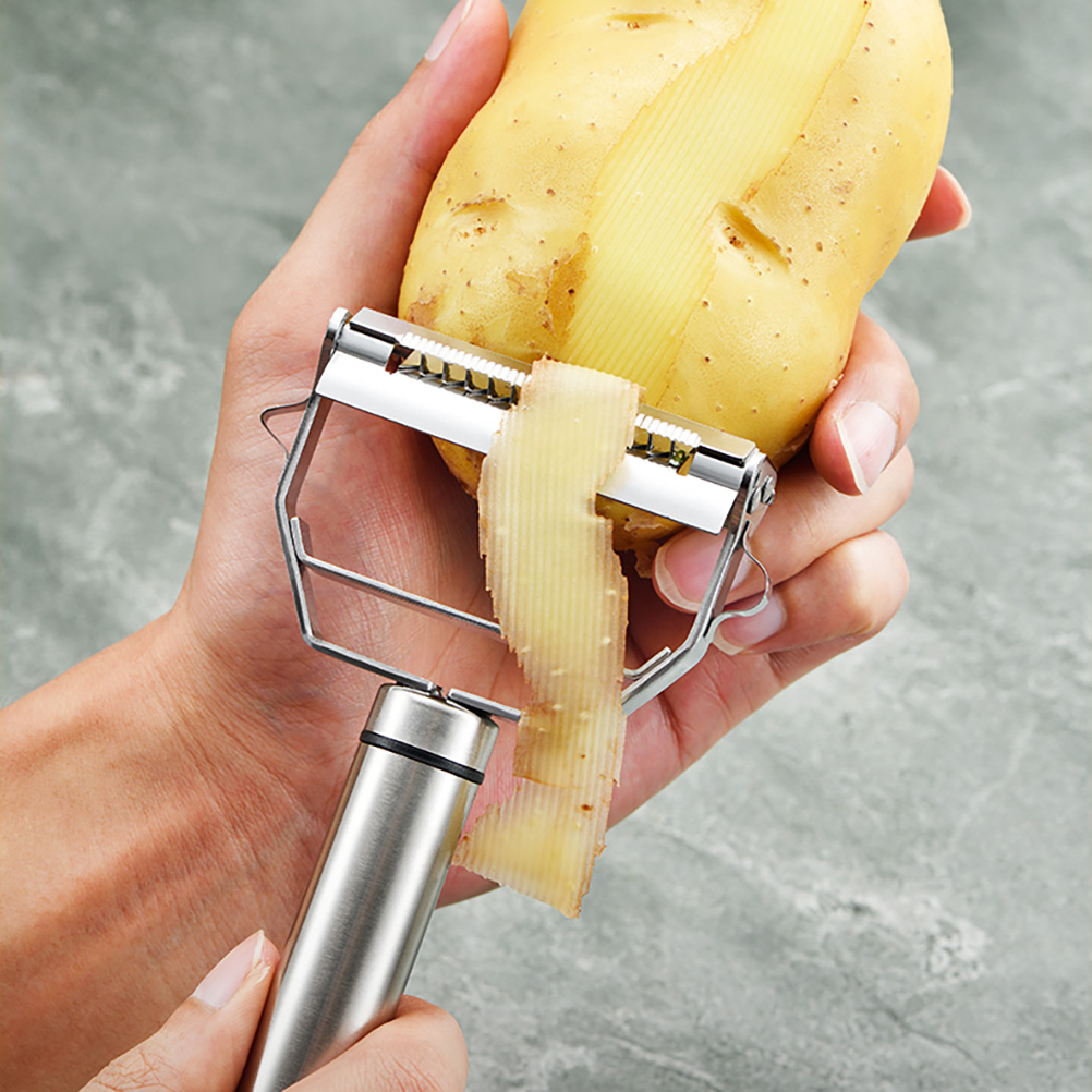 Sparschäler Und Reibe Aus Edelstahl Mit Reinigungsbürste, Für Karotten, Kartoffeln, Gemüse Und Obst