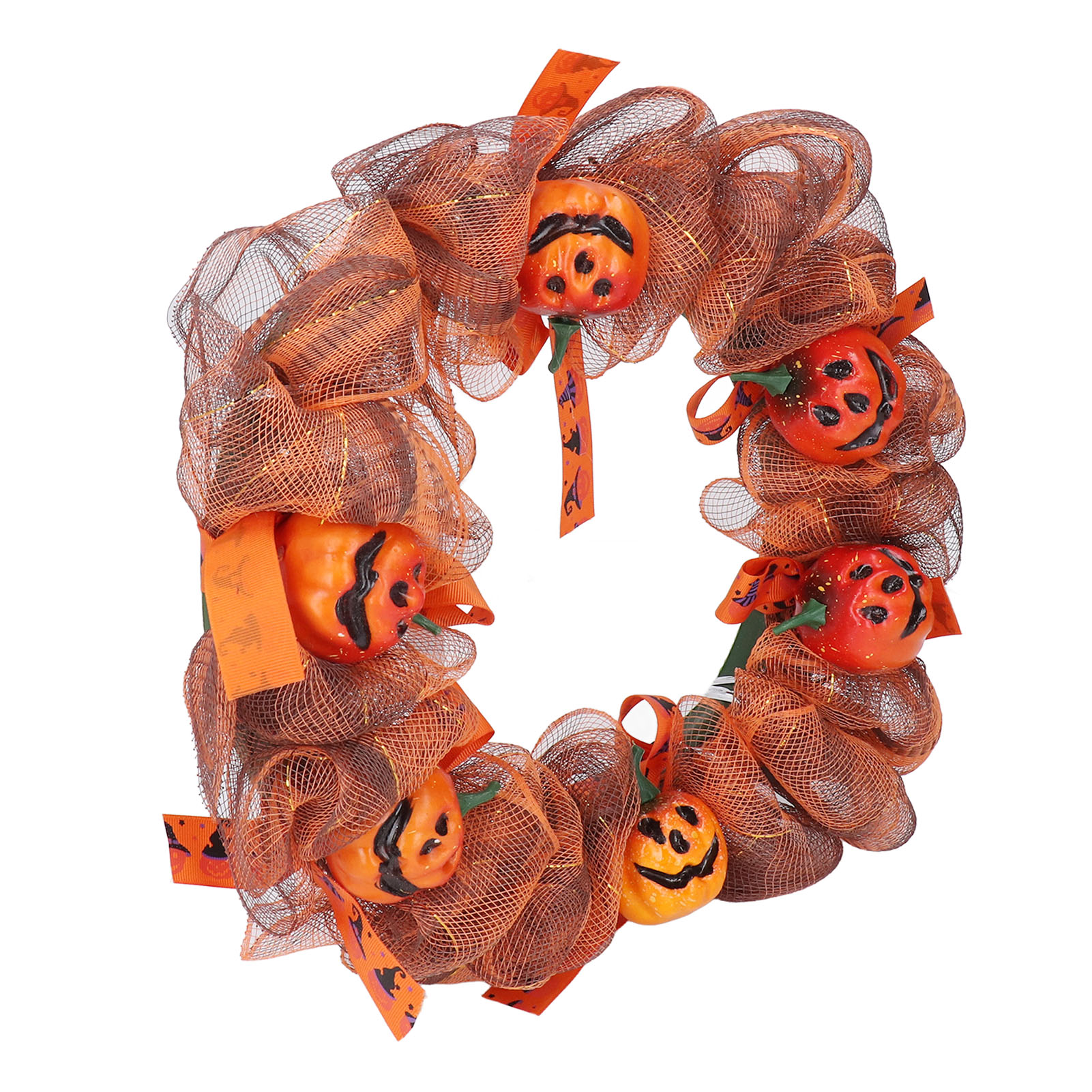 Halloween-türkranz, Netz-eingangsbehang Mit Kürbissen, Wand-, Fenster- Und Tischdekoration.
