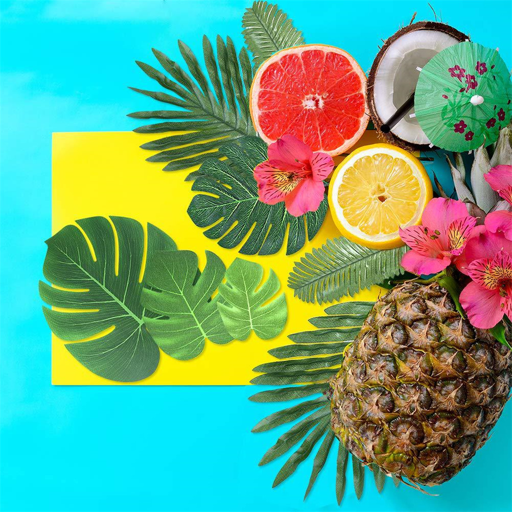 Set Mit 60 Künstlichen Tropenblättern, Hawaiianische Dekoration Für Zuhause