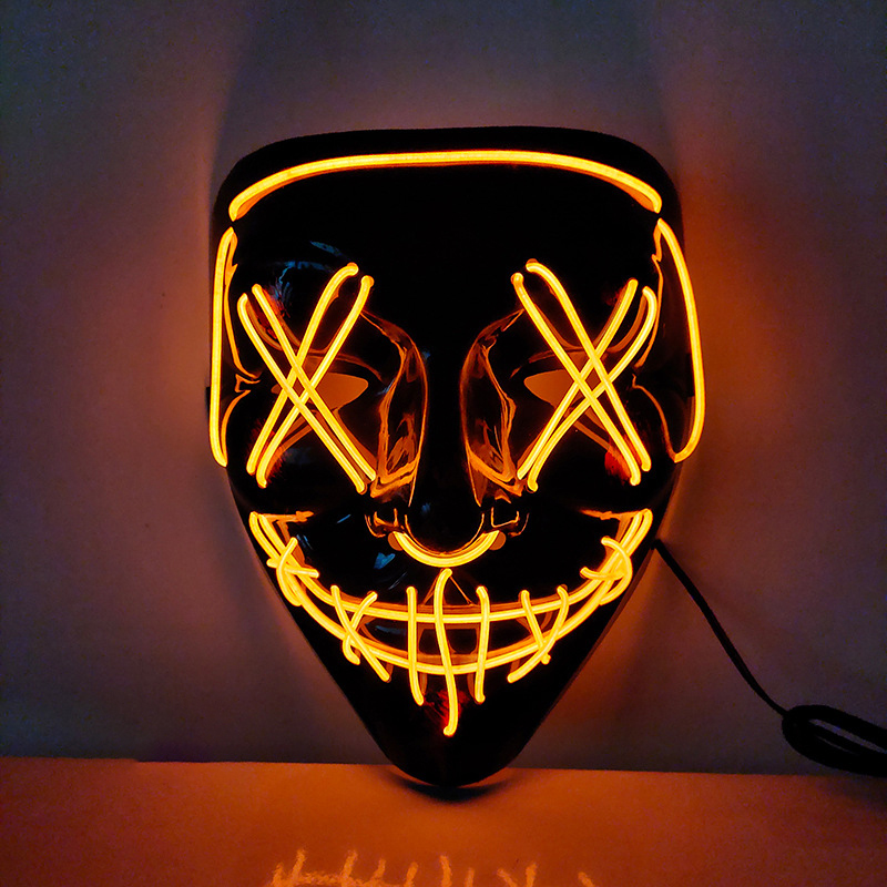 Ergonomische, Orangefarbene Led-leuchtmaske Für Halloween, Gruselige, Phosphoreszierende Pp-kältemaske Für Cosplay