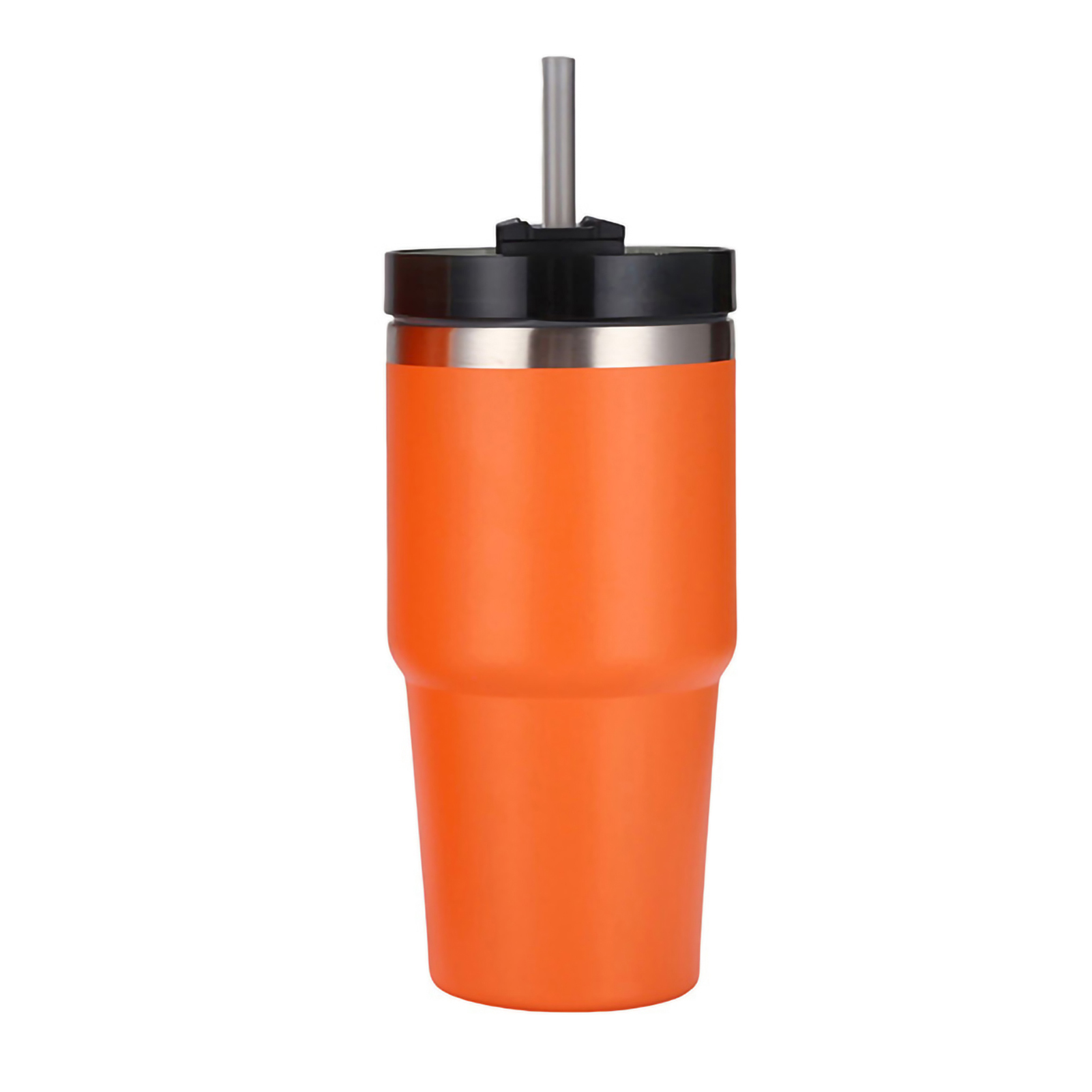 20-oz-edelstahl-isolierbecher In Orange, Hochglanzpoliert, Hält Getränke Heiß Und Kalt, Isolierter Autobecher Mit Strohhalm