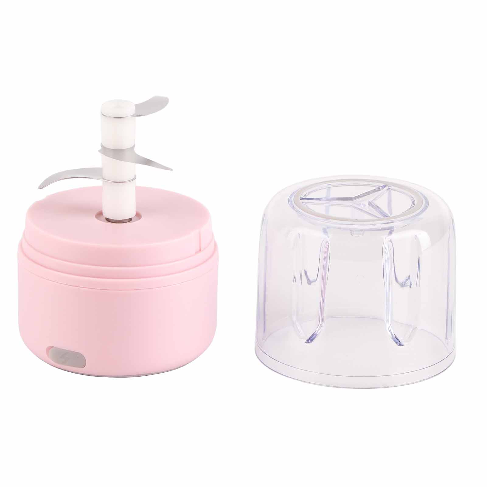 Elektrischer Mini-knoblauchschneider, Usb-aufladbar, Edelstahlklinge, Leistungsstarkes Knoblauchmahlwerk, 250 Ml Fassungsvermögen, Rosa, 8,6 X 5 X 7 Cm