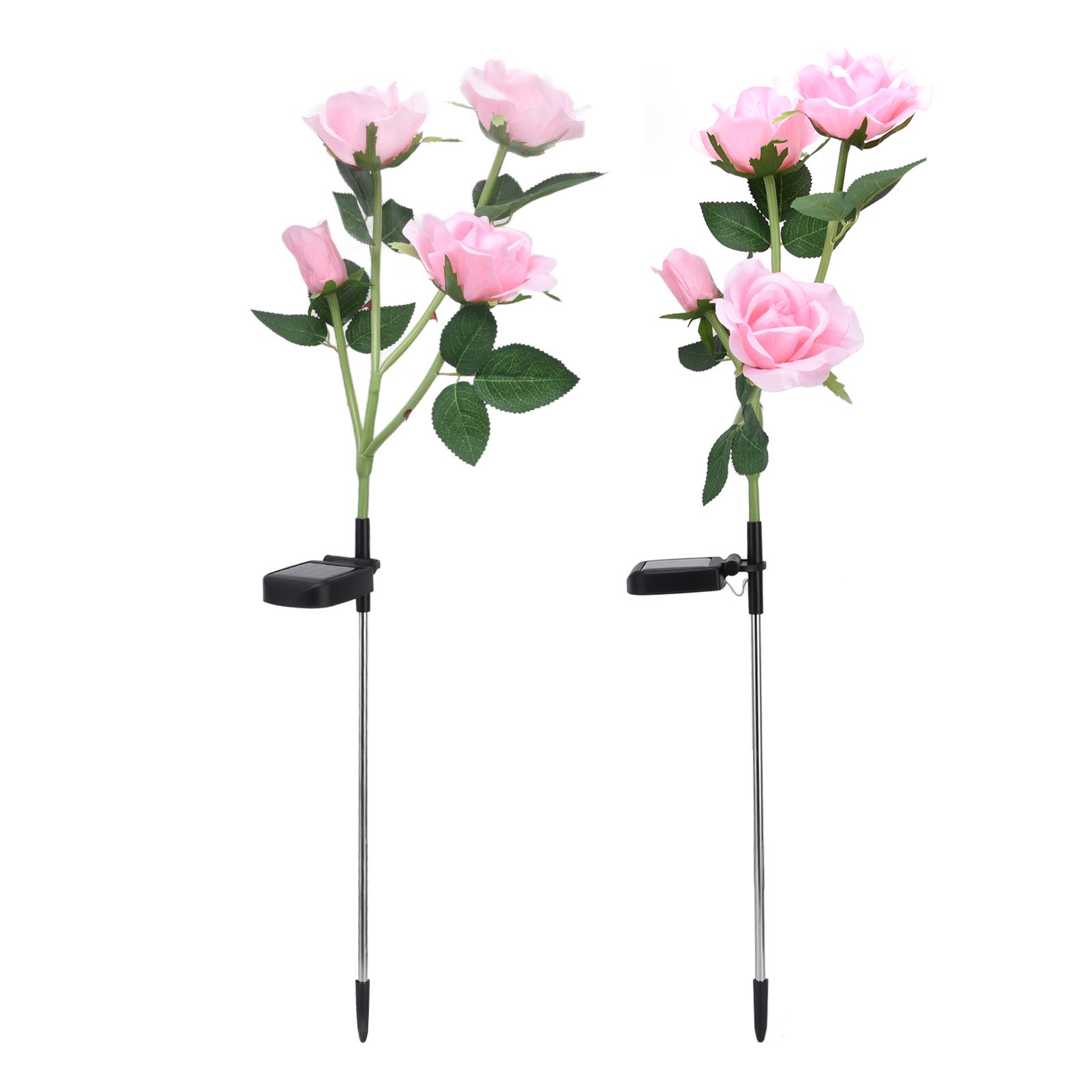 Rosa Solarleuchte Mit 4 Köpfen, Ip65 Wasserdicht, Led-dekorationsblume, Landschaftsleuchte Für Garten Und Hof (rosa Led-licht)