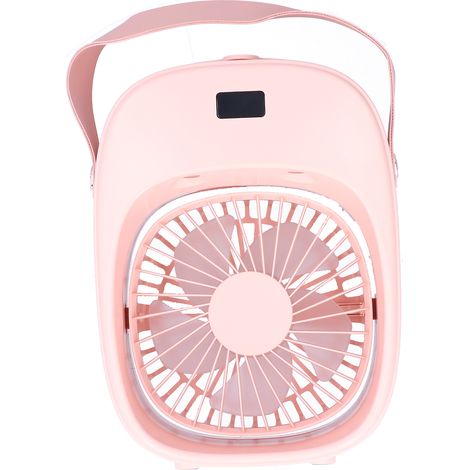 Tragbarer Elektrischer Ventilator Mit Einstellbarer Sprühfunktion, Erfrischend Für Zuhause, Draußen Oder Im Studentenwohnheim, Rosa