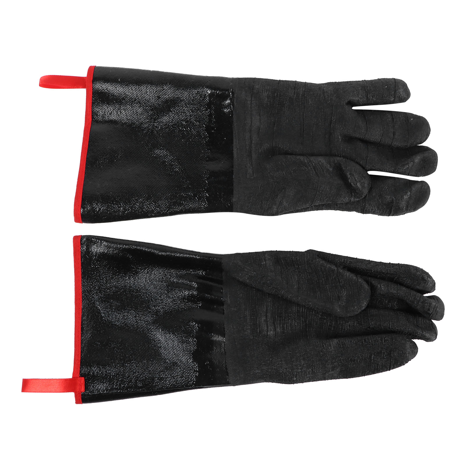 Hitzebeständige Grillhandschuhe Bis 500 °c, Wasserdicht, Säure- Und Laugenbeständig, Schwarz, 35 Cm, Für Gartenarbeiten.