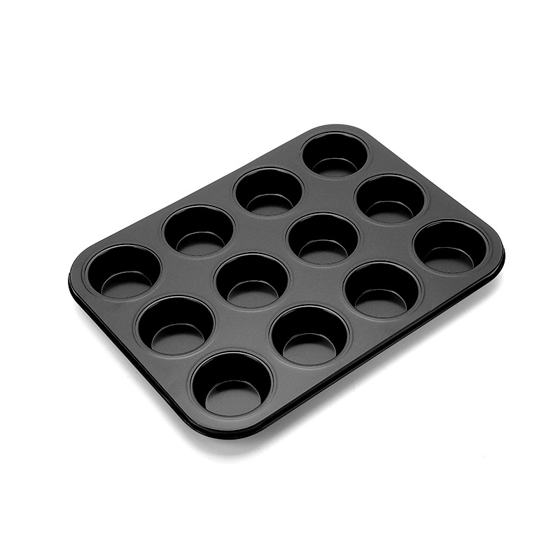 Schwarze, Antihaftbeschichtete Muffinform Aus Kohlenstoffstahl Mit 12 Mulden Und Leicht Zu Lösenden Mulden Für Den Hausgebrauch