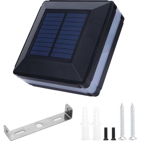 Zweifarbige Led-solar-säulenleuchte, Induktions-zaunleuchte, Schwarz, Ip65 Wasserdicht (warmweiß, Blau)