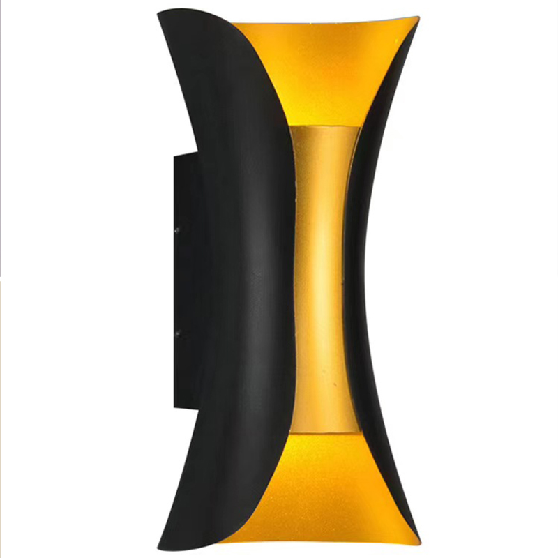 Wasserdichte Außenwandleuchte Mit Zwei Leuchtenköpfen, Die Nach Oben Und Unten Leuchten, 6-w-led, 150 Mm Lang, 3000 K Warmweißes Licht (schwarz/gold) Für Hof Oder Villa