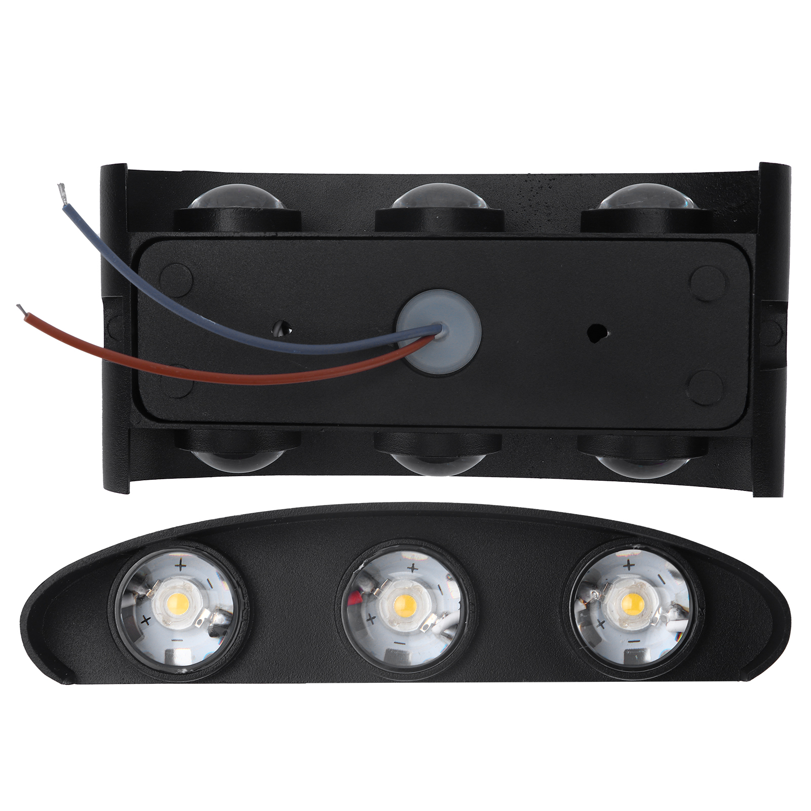 6-w-led-wandleuchte, Schwarzes Aluminiumgehäuse, Warmes Licht, Nach Oben Und Unten Gerichtete Beleuchtung, Ac 85–265 V, Dekorative Lampe
