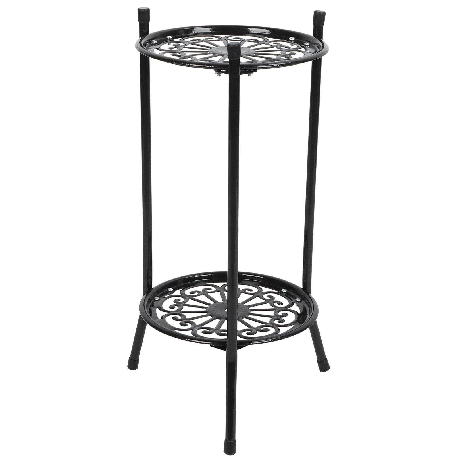 2-stöckiger Pflanzenständer Aus Metall, Blumenregal, Topfständer, Innendekoration, Gartenaccessoire, Schwarz