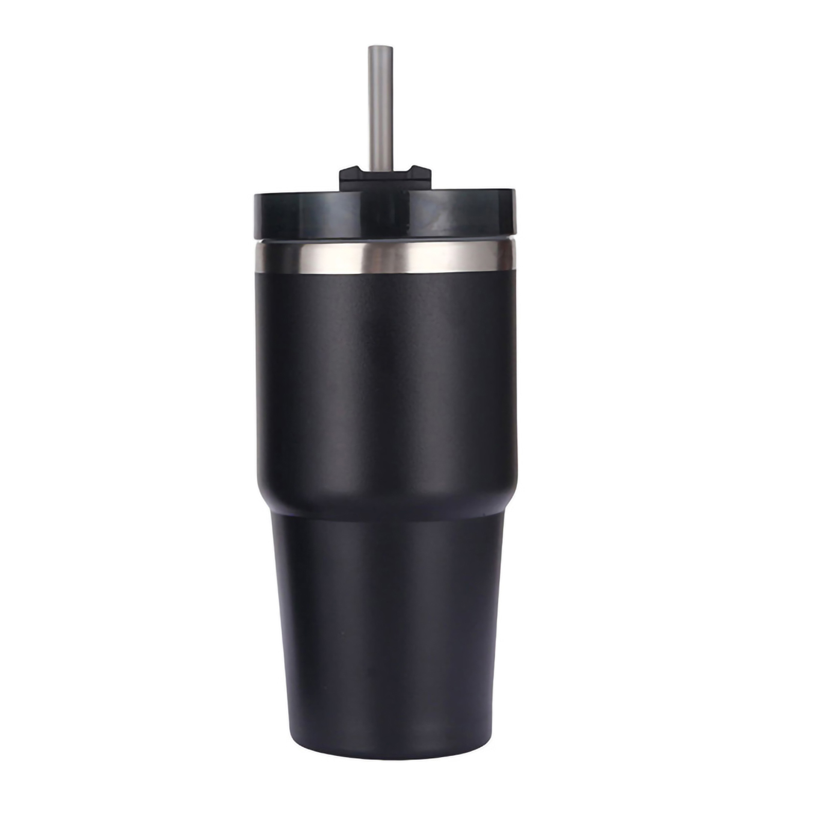 20oz (ca. 590 Ml) Großes, Glänzend Schwarzes Edelstahl-isolierglas Mit Strohhalm, Isolierbecher Für Heiße Und Kalte Getränke, Ideal Fürs Auto.