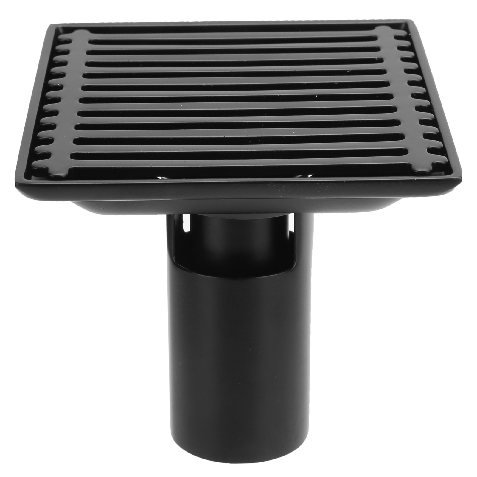 Schwarzer Quadratischer Bodenablauf 10x10cm Mit Abnehmbarem Abdeckgitter, Duschsiphon Aus Edelstahl.