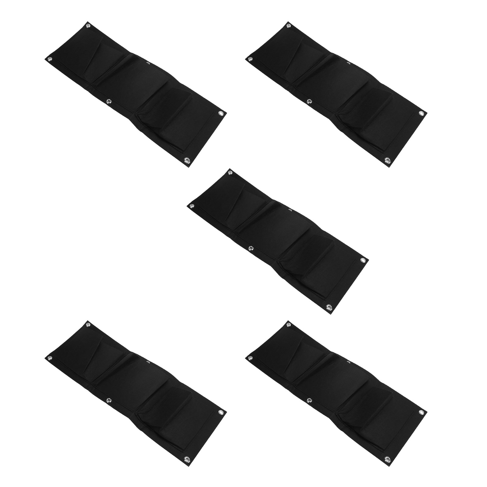 5-teiliger, Wandmontierter Pflanzsack, Biologisch Abbaubar, 3 Taschen, Schwarzer Pflanzkasten, Gartenzubehör.