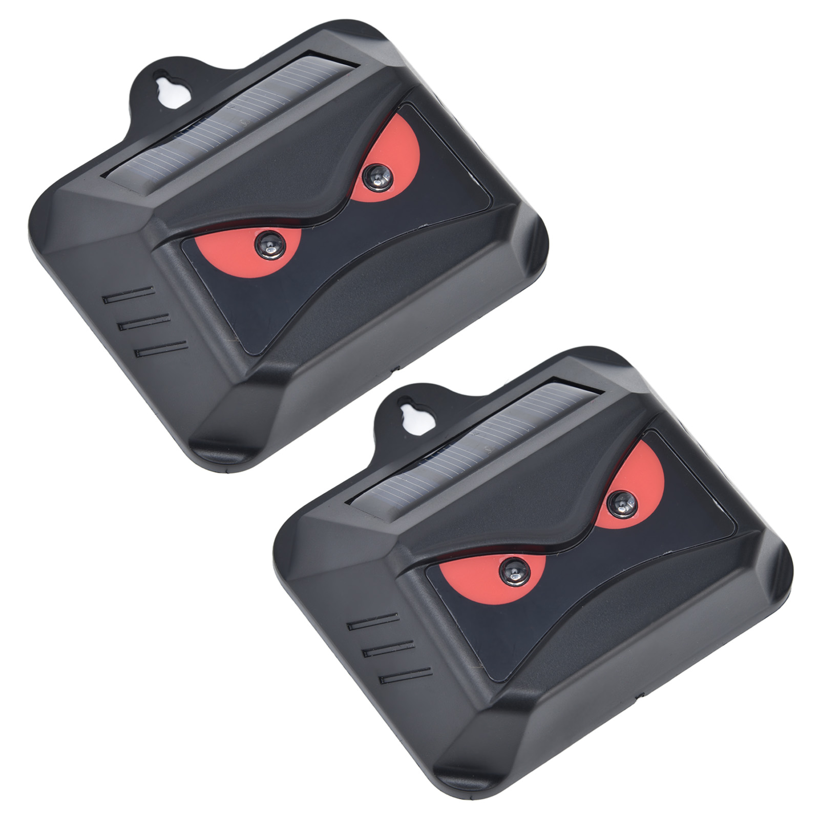 Set Mit 2 Tierabwehrgeräten Mit Rotem Led-blitzlicht, Wasserdicht, Automatische Solarladung, Schwarzes Abs-gehäuse, Abschreckungsmittel