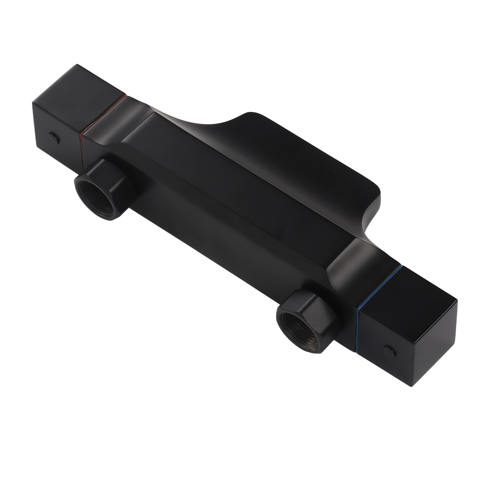 G1/2 Wandarmatur Mit Wasserfallfunktion Aus Kupfer Und Edelstahl, Warm- Und Kaltwassermischer Für Badewanne, Schwarz.