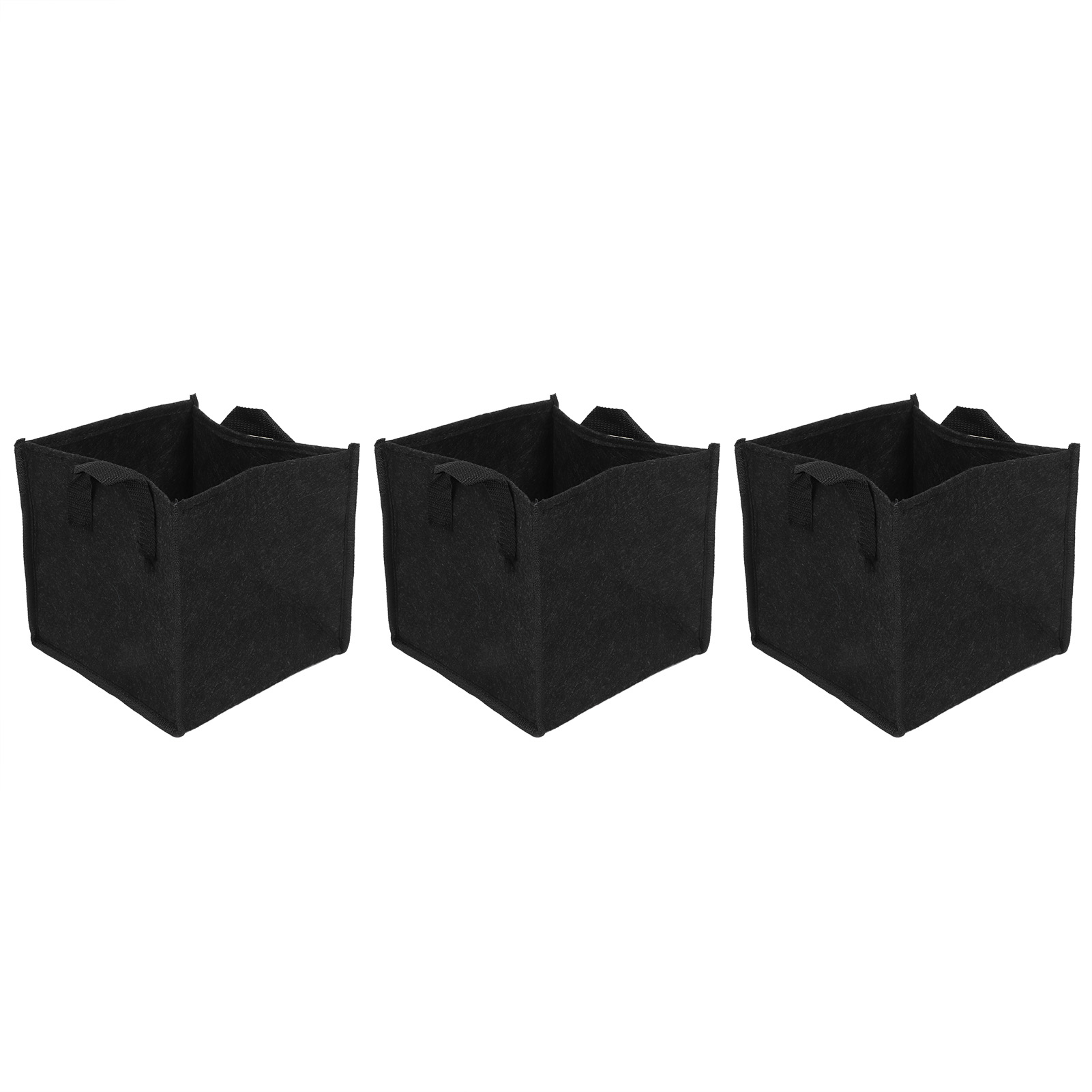3-teiliger Pflanzsack Mit Griffen, Schwarz, Quadratischer Filz, Gemüsegartentopf 19,5 X 19,5 X 20 Cm