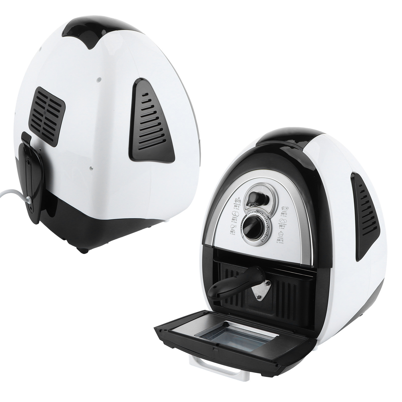 Intelligente Elektrische Fritteuse, 4,5 L, Automatische Pommes-frites-maschine, 220 V (eu), Schwarz/weiß