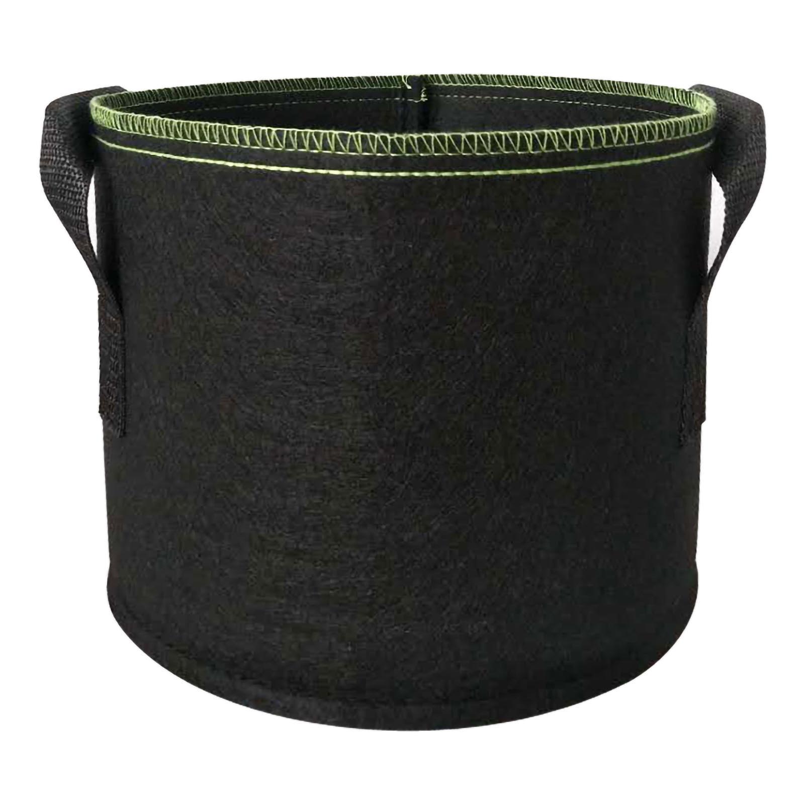 Verdickte Pflanzsäcke Aus Vliesstoff, 10 Gallonen (ca. 38 Liter), 40 X 30 Cm, Für Gemüse, Blumen Und Heilpflanzen, Schwarz Mit Grünem Rand, 5er-packung