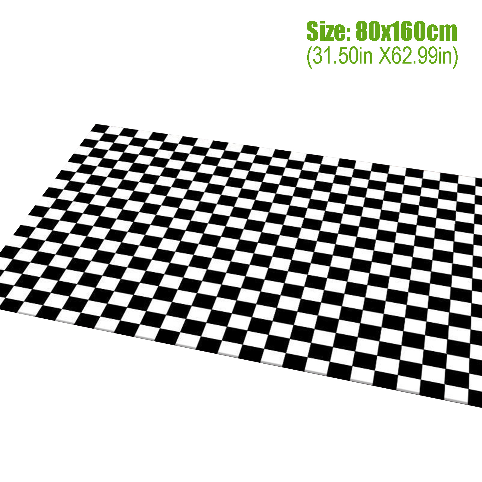 Karierter Teppich 80x160cm, Waschbarer Teppich, Fußmatte Für Schlafzimmer, Eingangsbereich, Büro, Studentenwohnheim, Schwarz