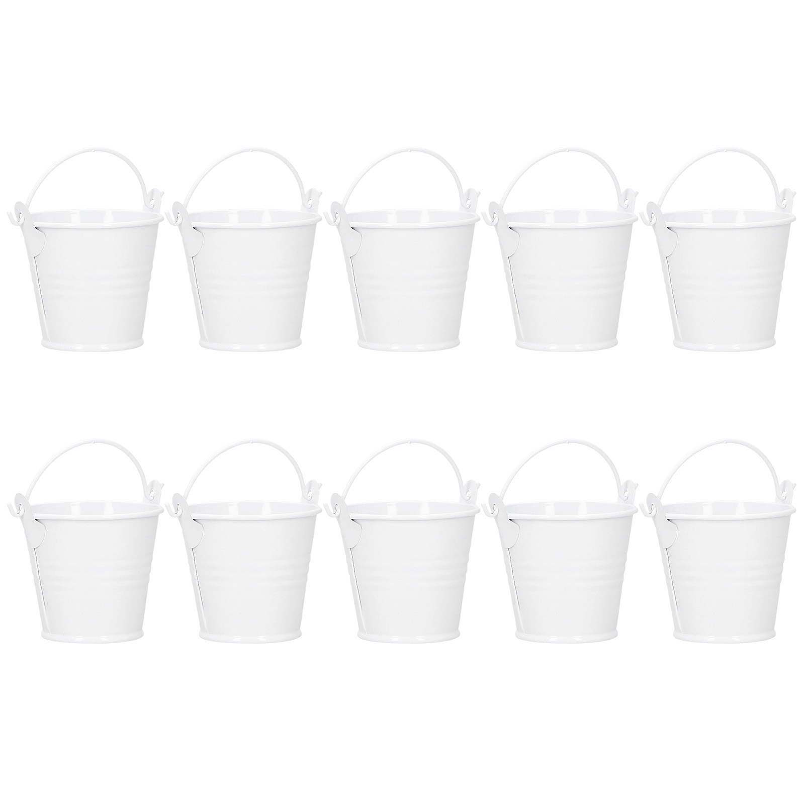 10 Mini-metalleimer Für Sukkulenten, Weiße Blumentöpfe 4 X 5,5 X 6 Cm, Dekoration Für Drinnen Und Draußen