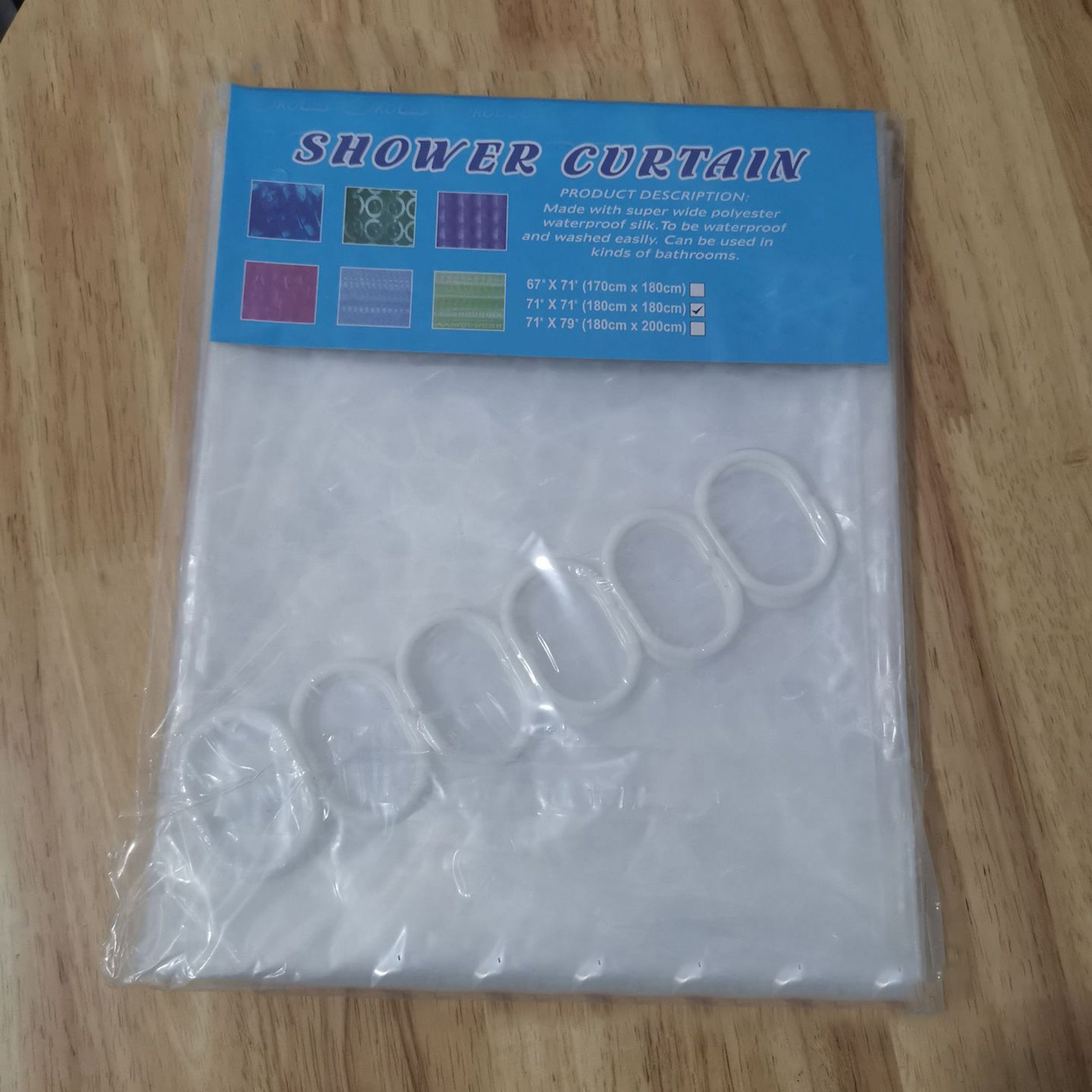 Dicker 3d-duschvorhang Mit Wasserwürfel-motiv, Leichtes Peva, Weiß