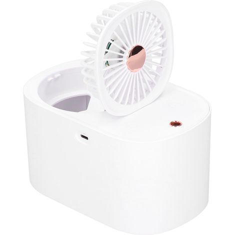 90° 2-in-1 Faltbarer Elektrischer Ventilator Mit Luftbefeuchter, Tragbar, Weiß, Für Zuhause Und Büro