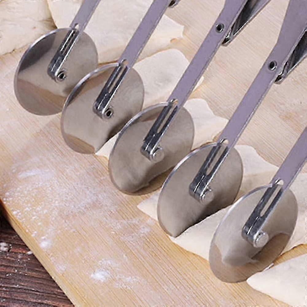 Teigschneider Mit 5 Rädern, Tortenteiler, Gebäckrad, Multifunktionaler Teigteiler Aus Edelstahl Mit 5 Schneidrädern, Verstellbarer Tortenteiler, Pizza