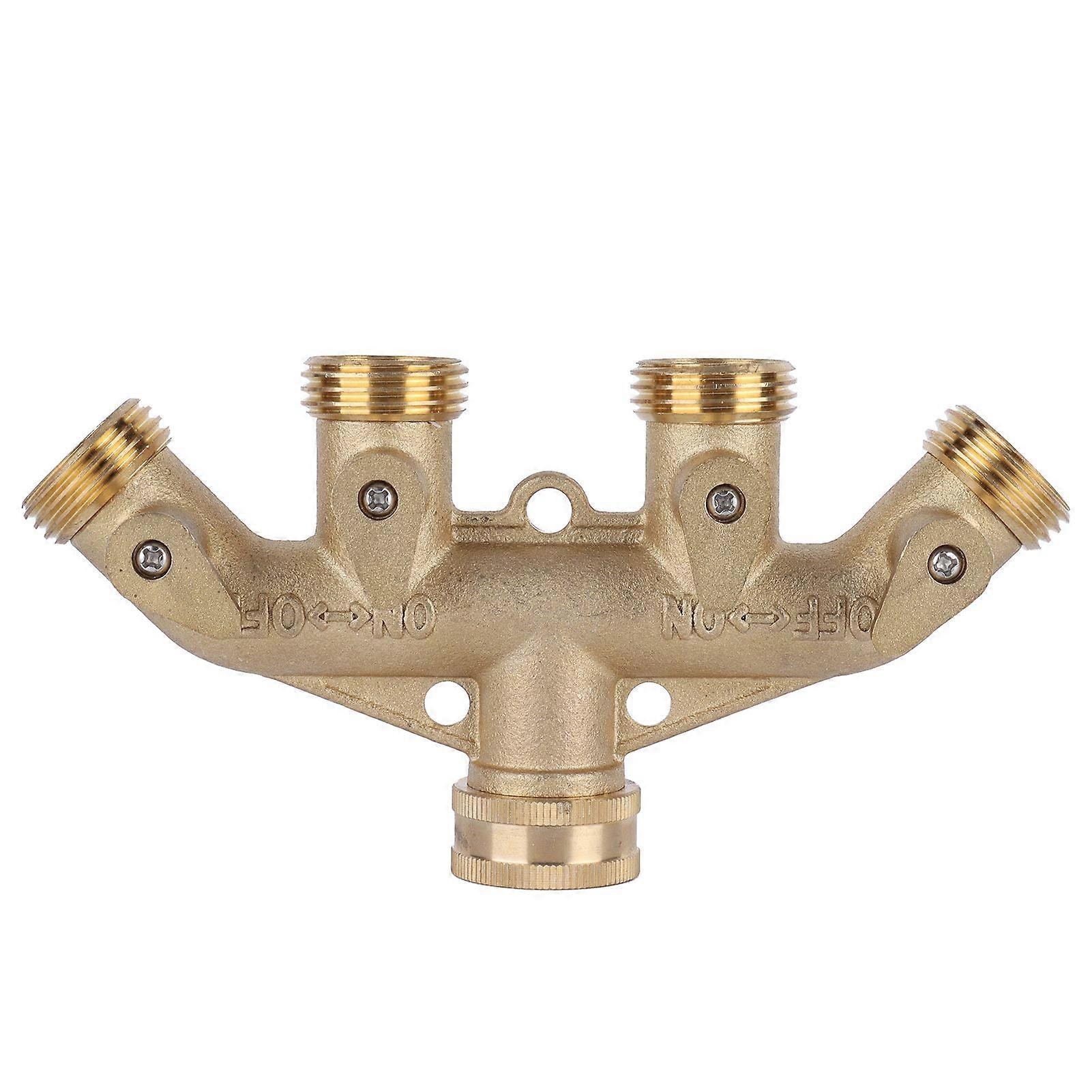 G3/4 Messing 4-wege-gartenschlauchverteiler Mit Kugelventil, Schlauchadapter, Wasserhahnanschluss