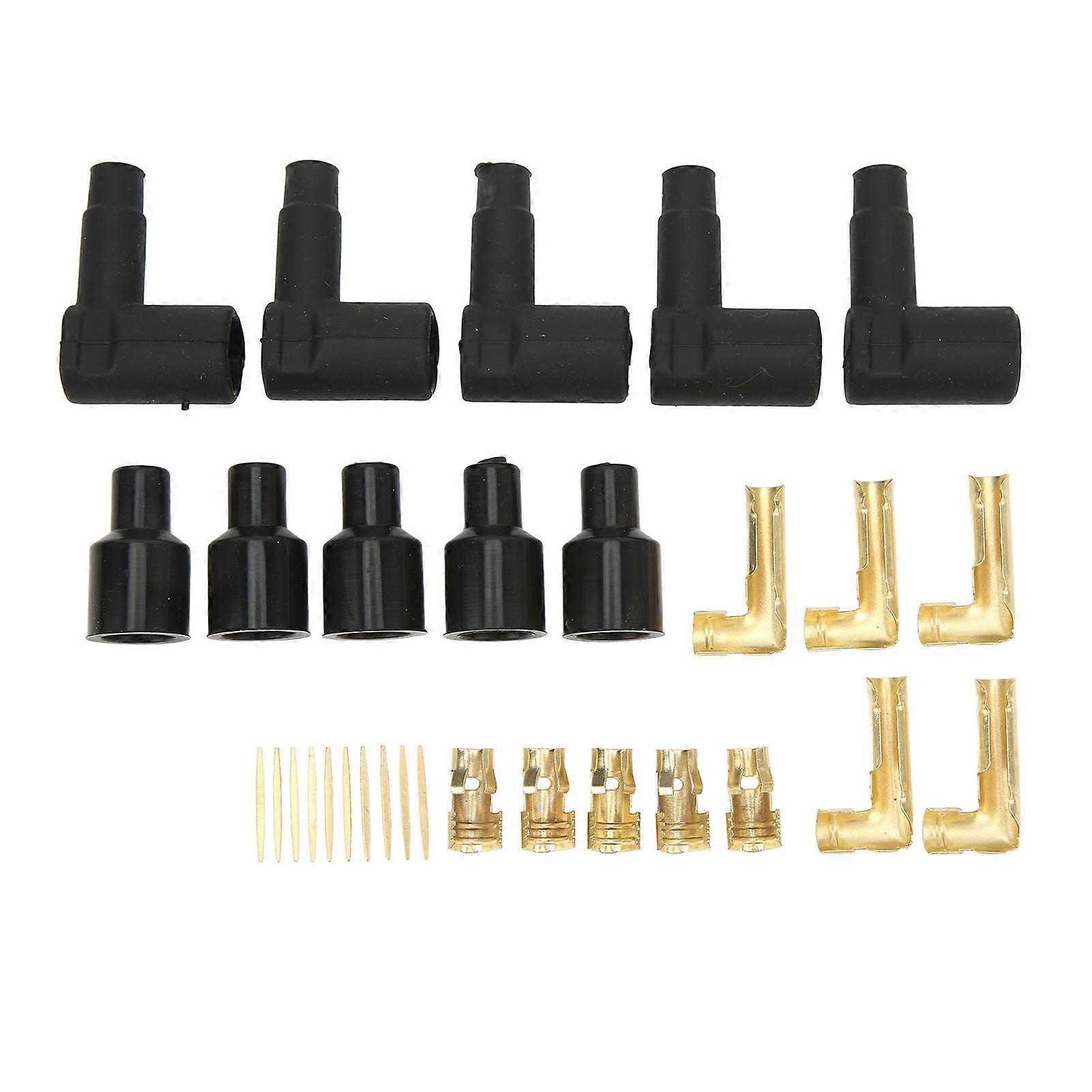 30-teiliges Zündkerzen-zündkabel-steckerset Aus Schwarzem Gummimaterial, Passend Für 6–10 Mm Kabel