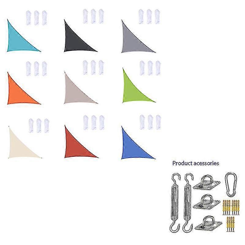 Wasserdichtes Dreieckiges Sonnensegel, 3x3x4,3 M / 4x4x5,7 M / 5x5x7,1 M, Für Garten, Terrasse, Pool, Camping (inkl. Befestigungsset 3x3x4,3 M)