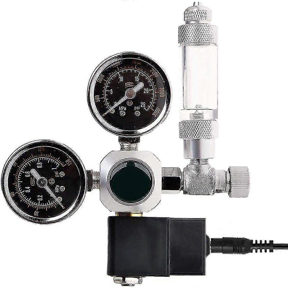 Co2-druckregler Mit Nachtabschaltung W21.8-schnittstelle, Magnetventil, 2 Manometern Und Blasenzähler Für Aquariensysteme