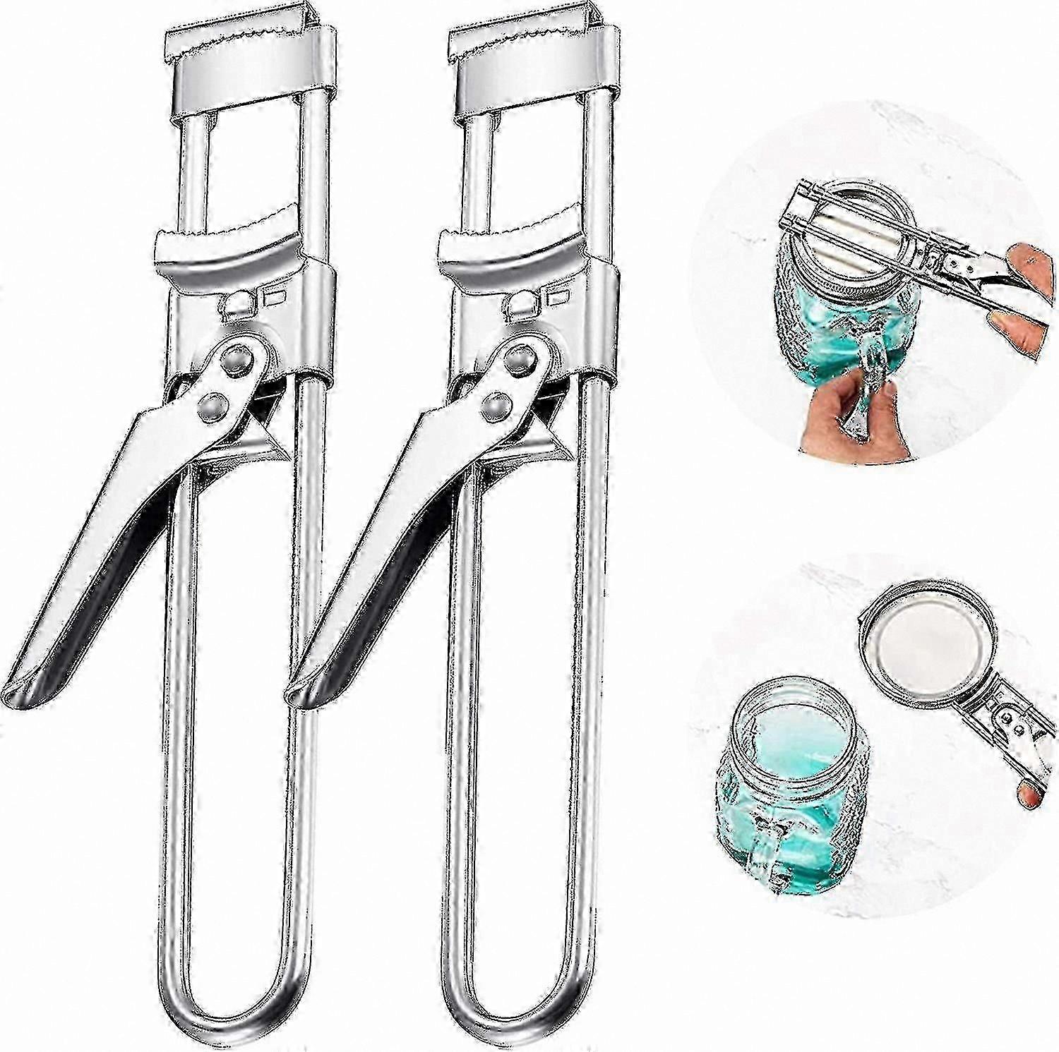 2er-pack Verstellbarer Glas- Und Flaschenöffner, Multifunktionaler Deckelgreifer Aus Edelstahl Für Senioren