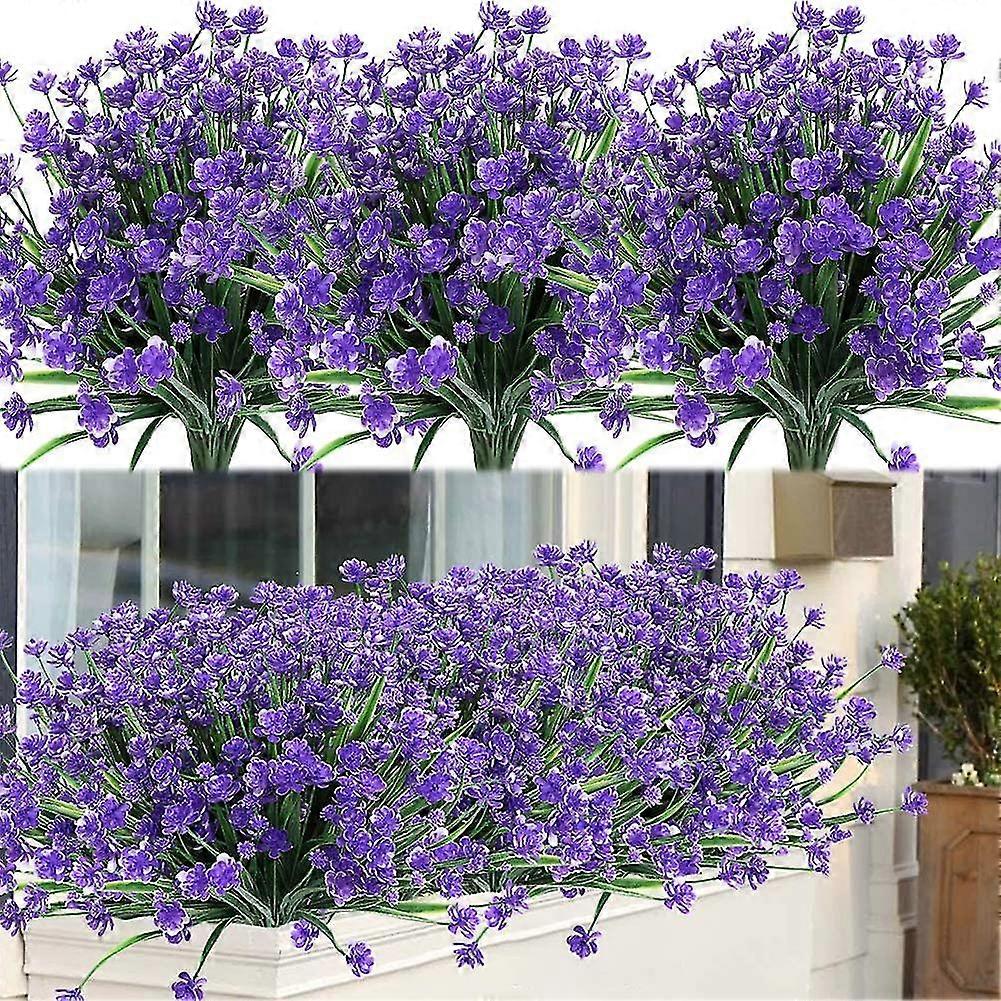 Bündel Künstliche Outdoor-blumen Und -sträucher, Uv-beständige Pflanzen, Künstliches Plastikgrün (lila)
