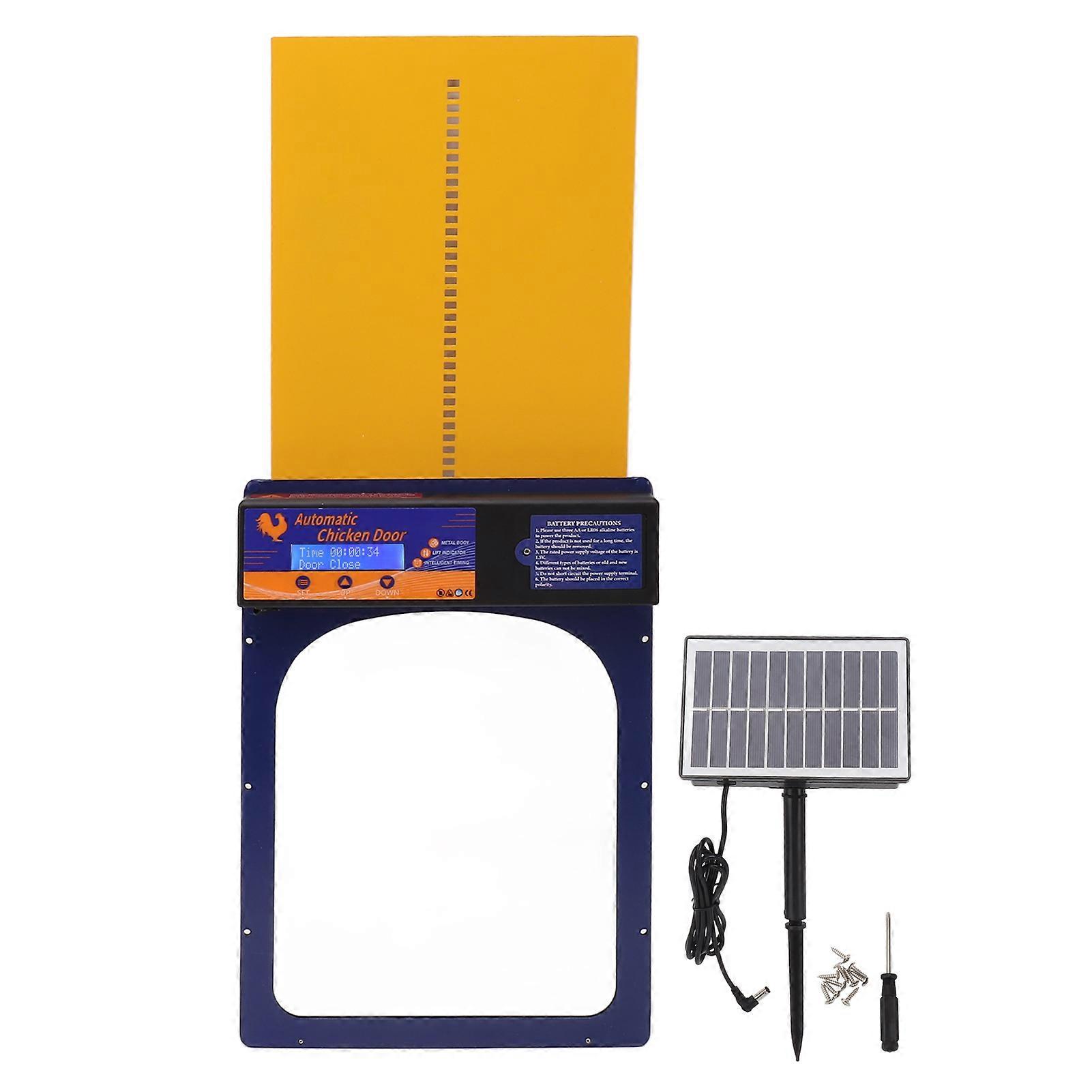 Automatische Hühnerstalltür Mit Solarbetrieb Und Zeitschaltuhr, Ip45 Wasserdicht, Aluminium, Geflügelstalltüren Für Haus Und Bauernhof, Juwelenblau
