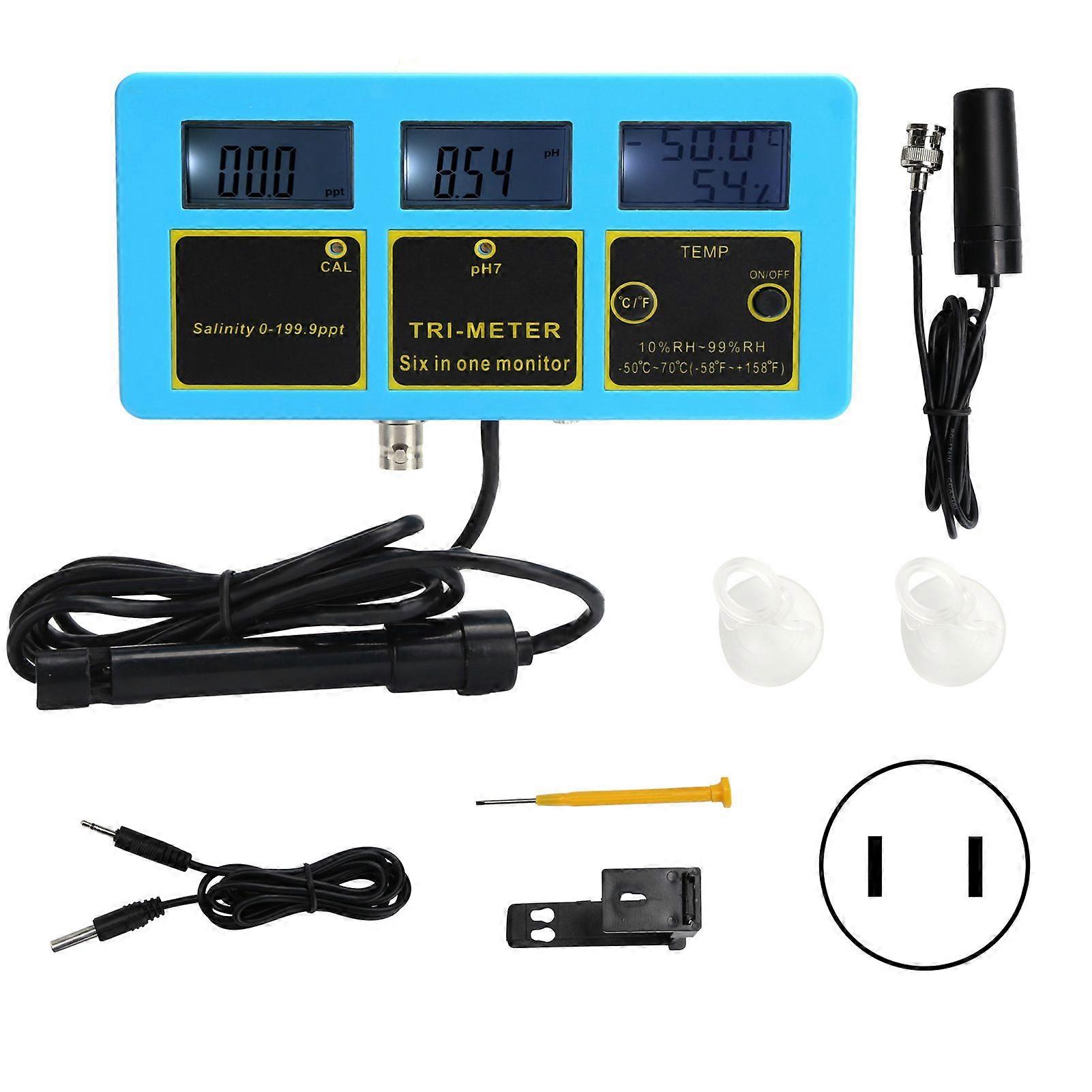 4-in-1-wasserqualitätsmessgerät: Ph-wert- Und Salzgehaltsmesser, Thermometer, Langzeit-online-monitor Für Aquarien (us-stecker 110–120 V)