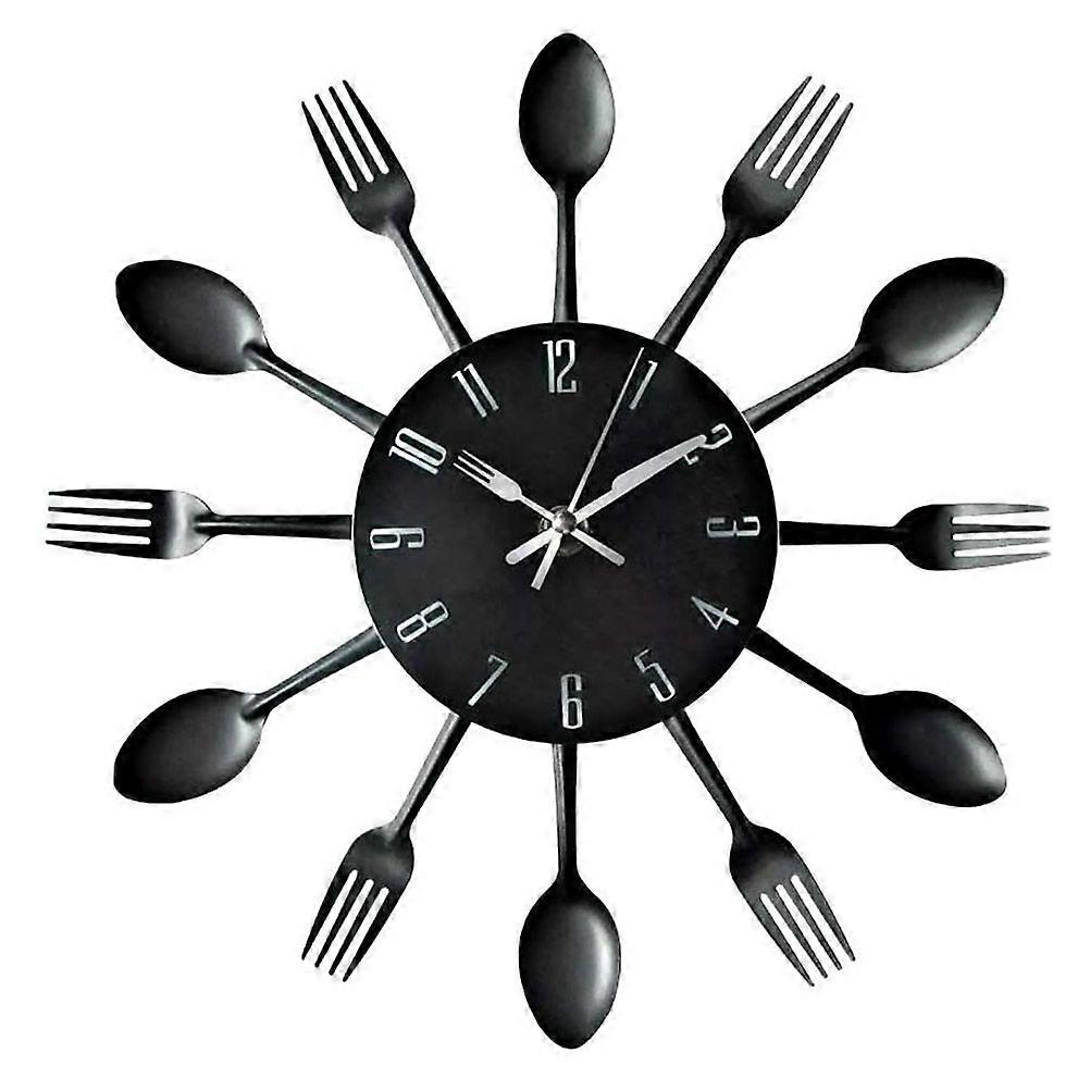 Küchenwanduhr Aus Metall, Löffel- Und Gabelmotiv, Geräuschlose Uhr Für Wohnzimmer, Küche Und Restaurant