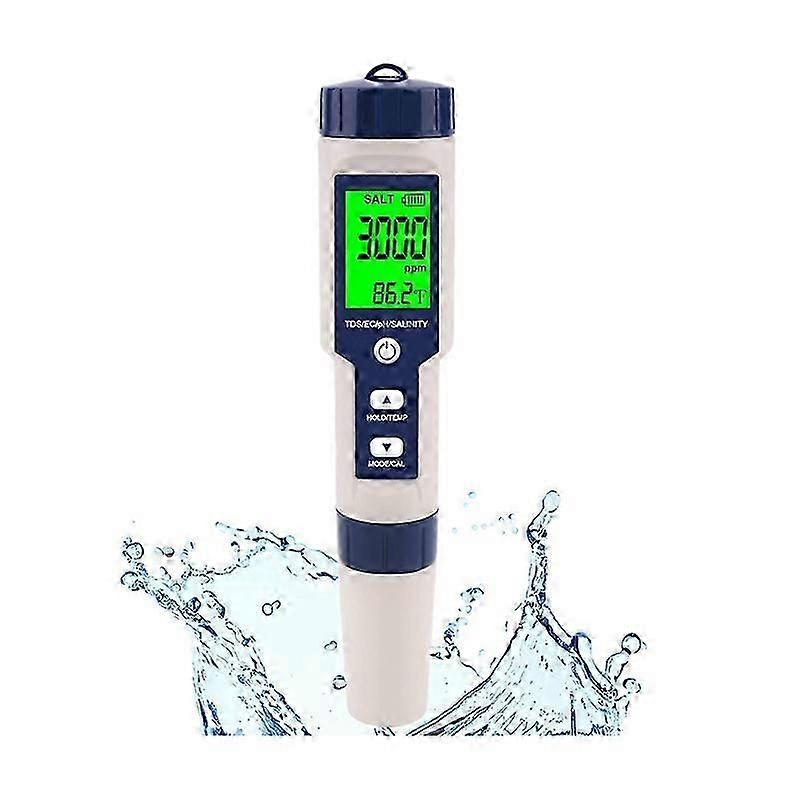 Pool-salzgehaltsmessgerät, Digitales Salzgehaltsmessgerät, Hochpräzises 5-in-1-salzgehaltsmessgerät Für Salzwasser, Ip67 W