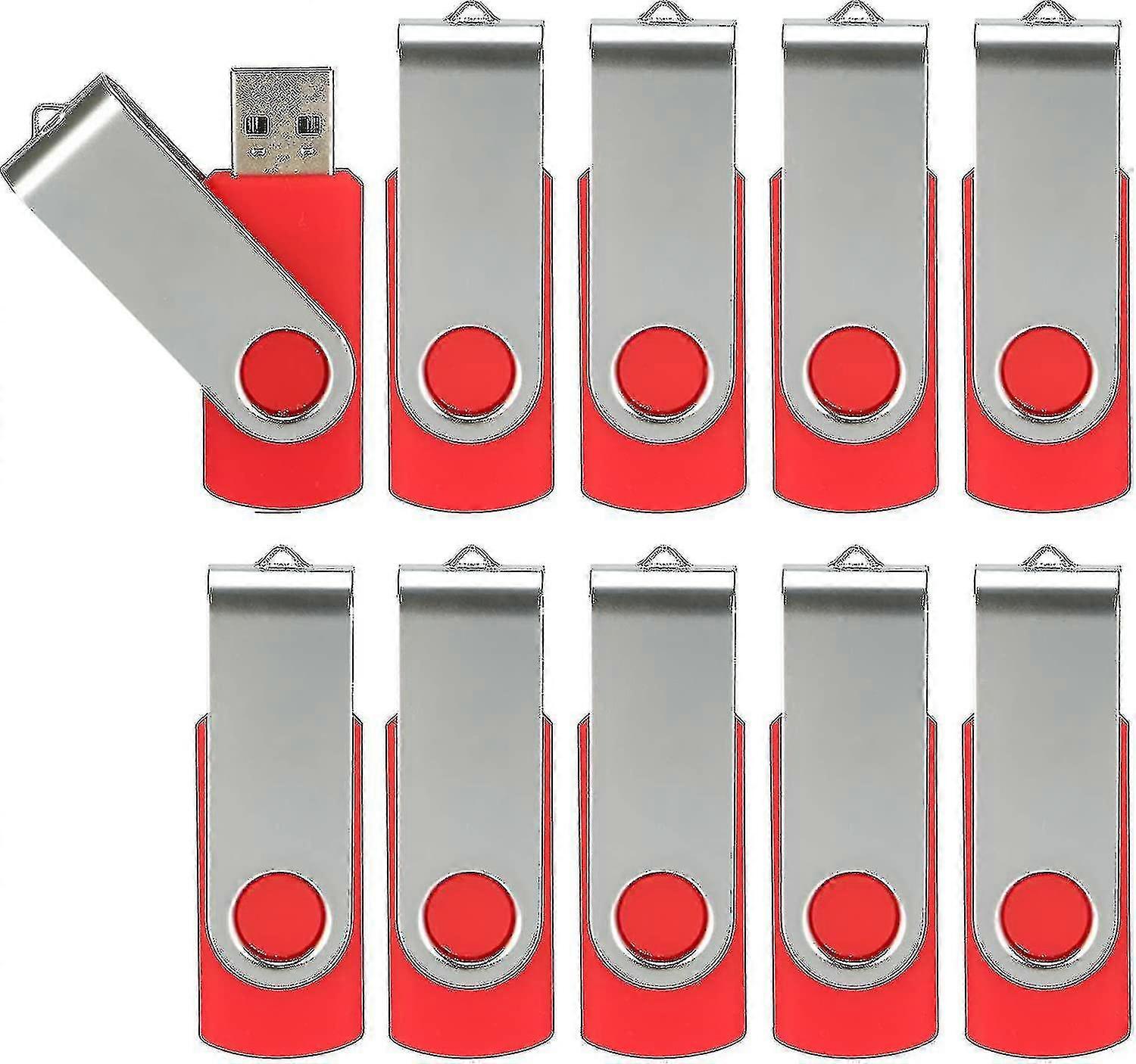 10er-pack Usb-sticks, Usb 2.0, Großpackung, Drehbarer Speicherstick, Faltbarer Speicher, Jump Drive, Zip-laufwerk – Gut (10er-pack, Rot, 32 Gb)