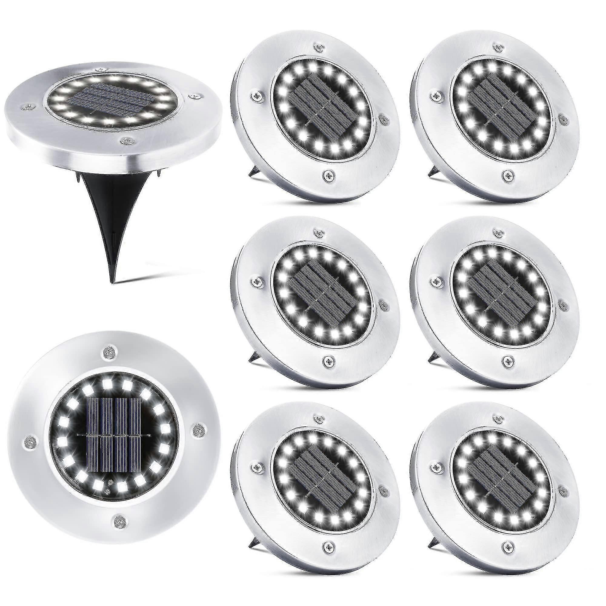 16 Led-solarleuchten Für Den Außenbereich – 8 Stück Wasserdichte Solar-gartenstrahler Für Wege, Terrassen, Untergründe, Gärten Und Rasenflächen