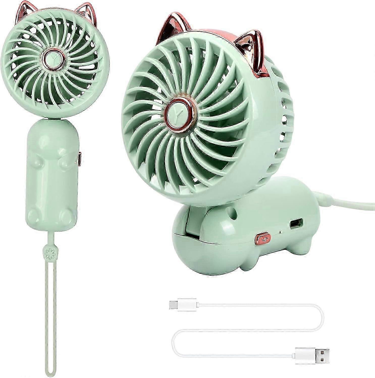 Tragbarer Ventilator, Usb-handventilator, Wiederaufladbarer Taschenventilator, Batteriebetriebener Ventilator, Leiser, Faltbarer Ventilator Mit 3 Geschwindigkeitsstufen