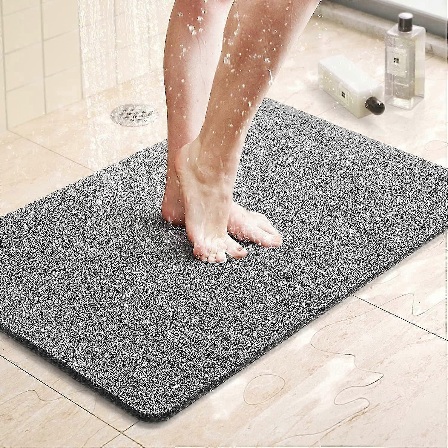 Duschmatte/badewannenmatte, 61 X 41 Cm, Rutschfeste Badematte Mit Abfluss, Schnelltrocknende Pvc-luffa-badematte Für Badewanne, Dusche Und Badezimmer