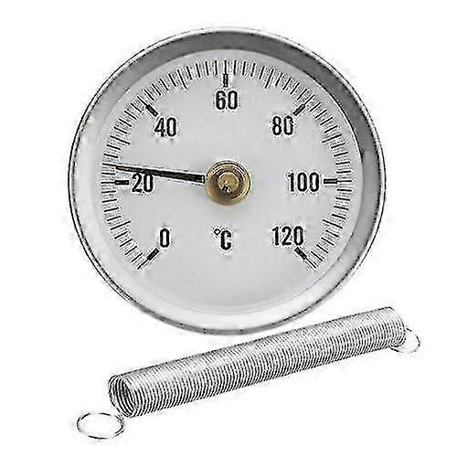 2x Rohrthermometer Mit Klemme Und Feder, 0-120 °c, 63 Mm, Für Warmwasser, Haushalt