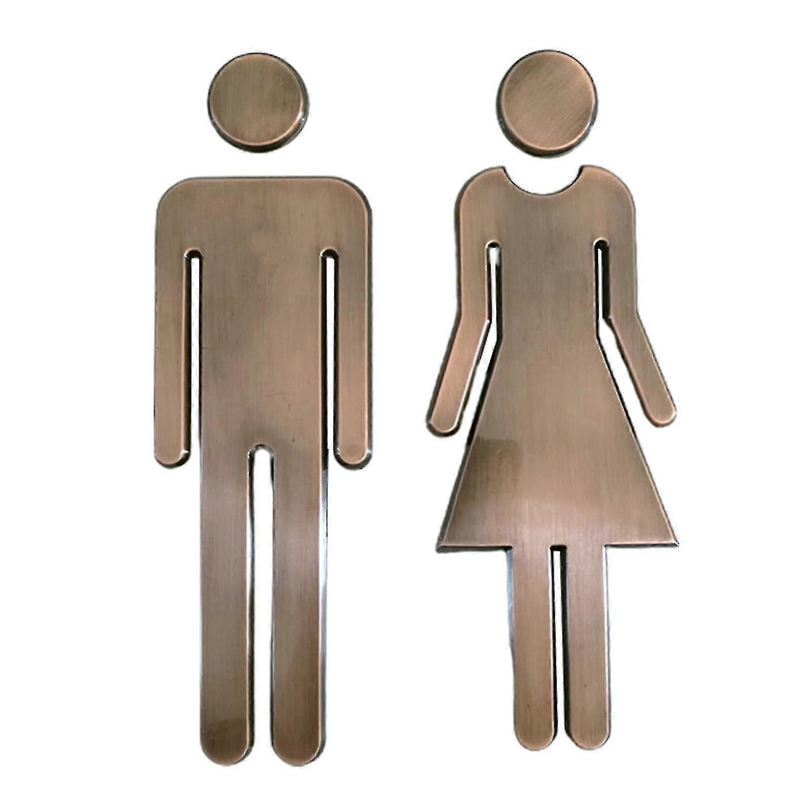 2 Stück Selbstklebende Toilettensymbole, Badezimmerschilder, Toilettentürschilder Für Hotel, Büro, Wc-plakette Für Zuhause (bronze)