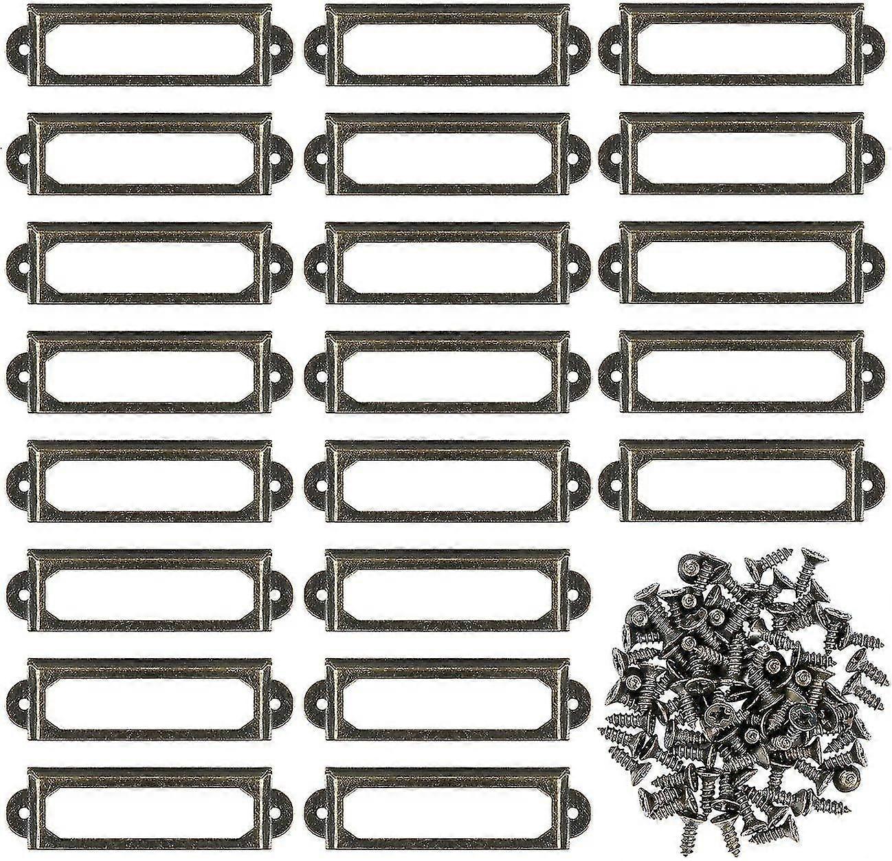 50 Stück Metall-etikettenhalter Für Möbel, Schubladen, Schränke, Namensschilder Und Rahmen Mit Schrauben Für Schreibtische, Bücherregale Und Regale, Bronze (59 X 17 Mm)